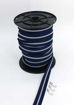 Endlosreißverschluss metallisiert marineblau/ silber (1m)